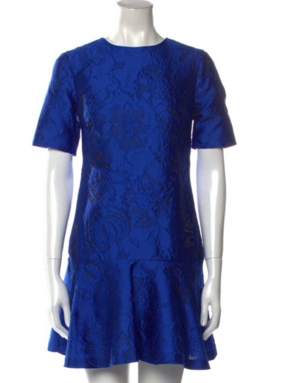 Alice + Olivia Esther Shift Dress Palace Blue Floral Jacquard Fit Flare Size 6